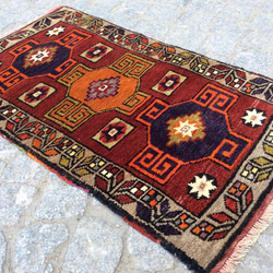 手織りトルコ絨毯 80x44cm ヴィンテージ ラグ 7枚目の画像