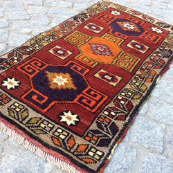 手織りトルコ絨毯 80x44cm ヴィンテージ ラグ 8枚目の画像