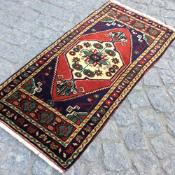 手織りトルコ絨毯 93x45cm ヴィンテージ ラグ 2枚目の画像