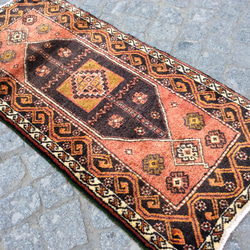 手織りトルコ絨毯 108x50cm ヴィンテージ ラグ 10枚目の画像