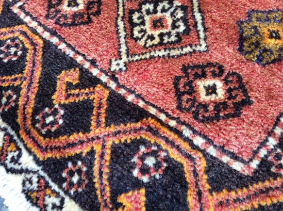 トルコ　ヴィンテージラグ　オレンジ　フローラル トルコヴィンテージラグオレンジフローラル