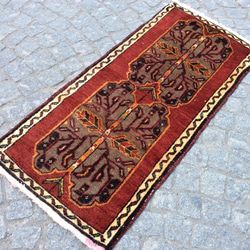 手織りトルコ絨毯 116x55cm ヴィンテージ ラグ 9枚目の画像