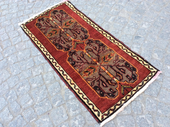 手織りトルコ絨毯 116x55cm ヴィンテージ ラグ 8枚目の画像