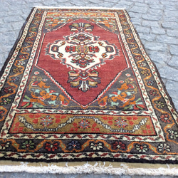 手織りトルコ絨毯 107x57cm ヴィンテージ ラグ 11枚目の画像