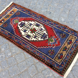 手織りトルコ絨毯 109x53cm ヴィンテージ ラグ 10枚目の画像