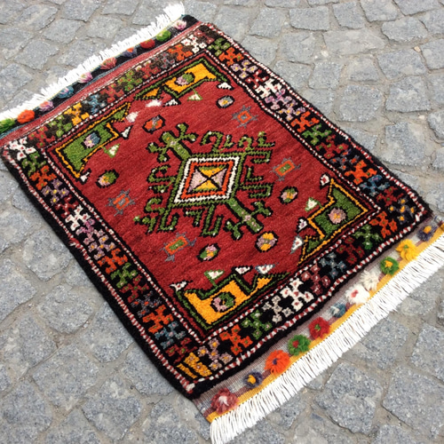 手織りトルコ絨毯 76x54cm ヴィンテージ ラグ カーペット・絨毯・ラグ