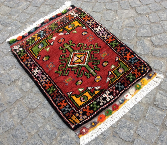 手織りトルコ絨毯 76x54cm ヴィンテージ ラグ カーペット・絨毯・ラグ
