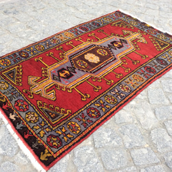 手織りトルコ絨毯 100x58cm ヴィンテージ ラグ 2枚目の画像