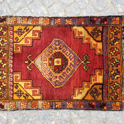 手織りトルコ絨毯 95x56cm ヴィンテージ ラグ 3枚目の画像