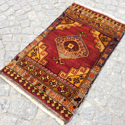 手織りトルコ絨毯 95x56cm ヴィンテージ ラグ 2枚目の画像