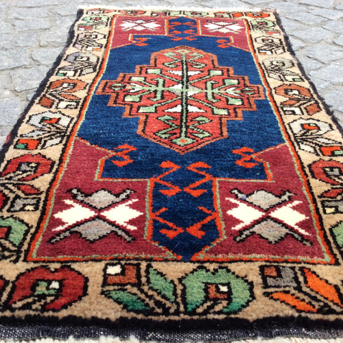 手織りトルコ絨毯 85x45cm ヴィンテージ ラグ カーペット・絨毯 手織りトルコ絨毯 85x45cm ヴィンテージ ラグ カーペット・絨毯