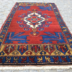 手織りトルコ絨毯 110x59cm ヴィンテージ ラグ 9枚目の画像