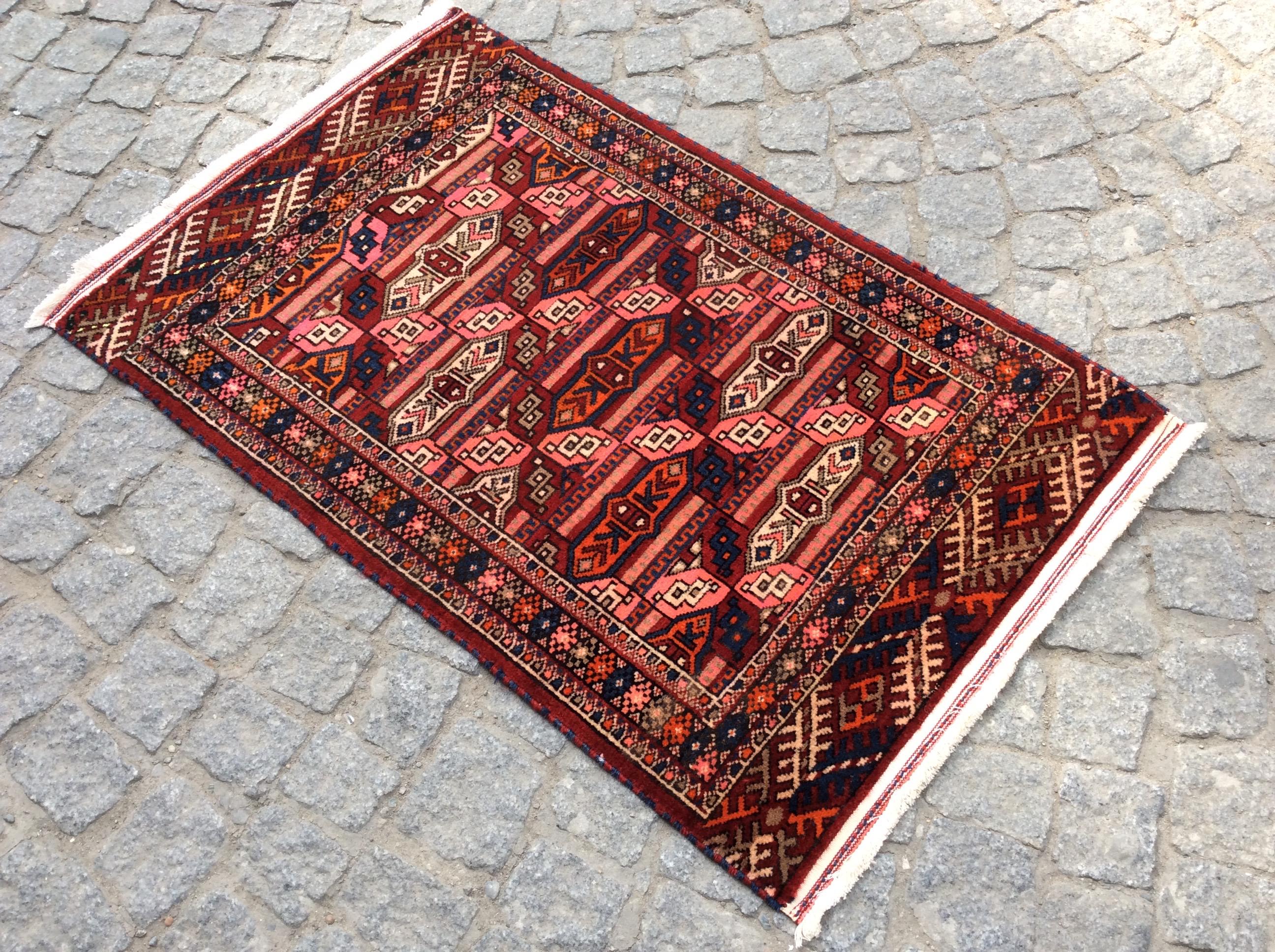 手織りアフガニスタン絨毯 97x60cm ヴィンテージ ラグ