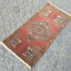 手織りトルコ絨毯 97x44cm ヴィンテージ ラグ 9枚目の画像