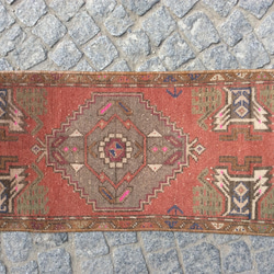 手織りトルコ絨毯 97x44cm ヴィンテージ ラグ 3枚目の画像