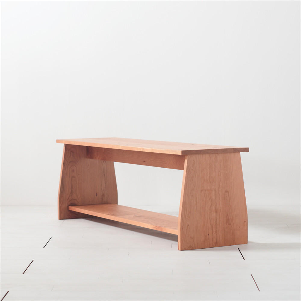 座面の下にモノが置けるシェルフベンチ　チェリー　パソコンデスクやテレビボードとして