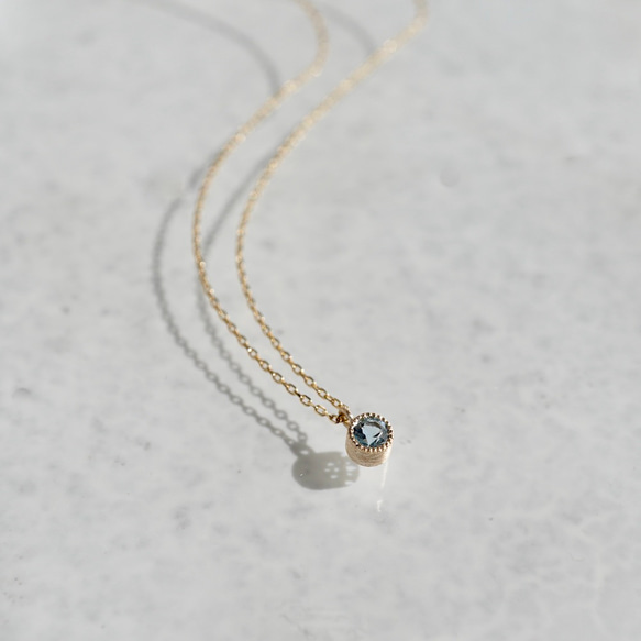 Aquamarine birthstone necklace [P033K18/K10AQ] 3枚目の画像