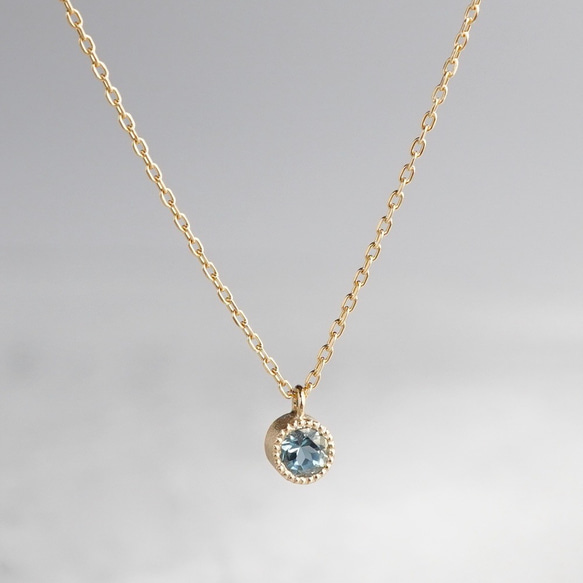 Aquamarine birthstone necklace [P033K18/K10AQ] 1枚目の画像