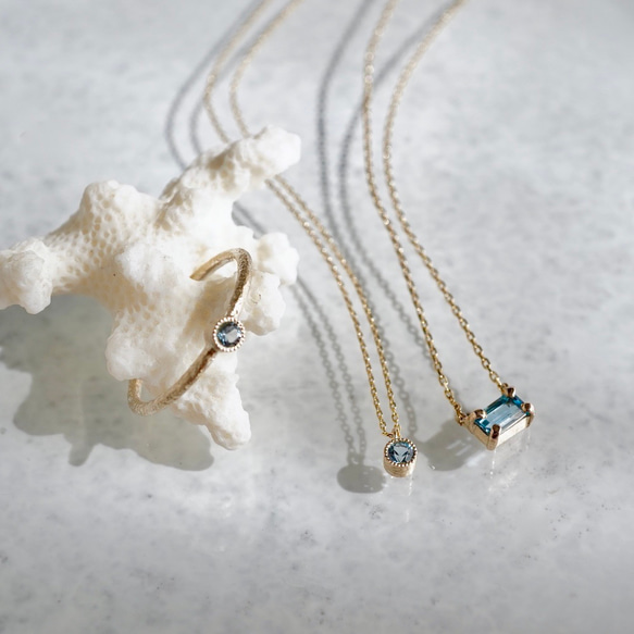 Aquamarine birthstone necklace [P033K18/K10AQ] 5枚目の画像