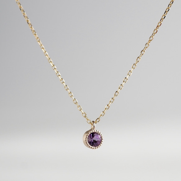 Amethyst birthstone necklace [P033K18/K10AM] 1枚目の画像