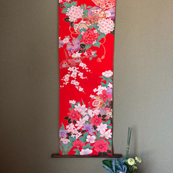 ☆送料無料☆掛け軸 着物リメイク 和風インテリア ひな祭り 桃の節句