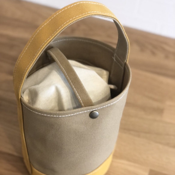 《受注製作》"bucket bag" beige × mustard 6枚目の画像