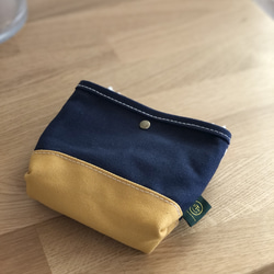 "入園入学2点セット" レッスンバッグ 上履き入れ　名入れチャーム付〈 navy × mustard〉《受注製作》 8枚目の画像