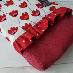 【受注制作】◆入園入学◆赤いレトロなお花のレッスンバッグ　シューズバッグ　お着替え袋　3点セット　 9枚目の画像
