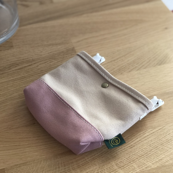 "入園入学2点セット" レッスンバッグ 上履き入れ　名入れチャーム付〈beige × smoke pink〉《受注製作》 9枚目の画像