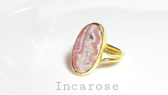 最新作☆薔薇色の真珠『インカローズ』の世界でひとつの天然石リング 3枚目の画像