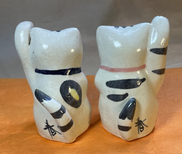 陶器で作った「招き猫セット」 2枚目の画像