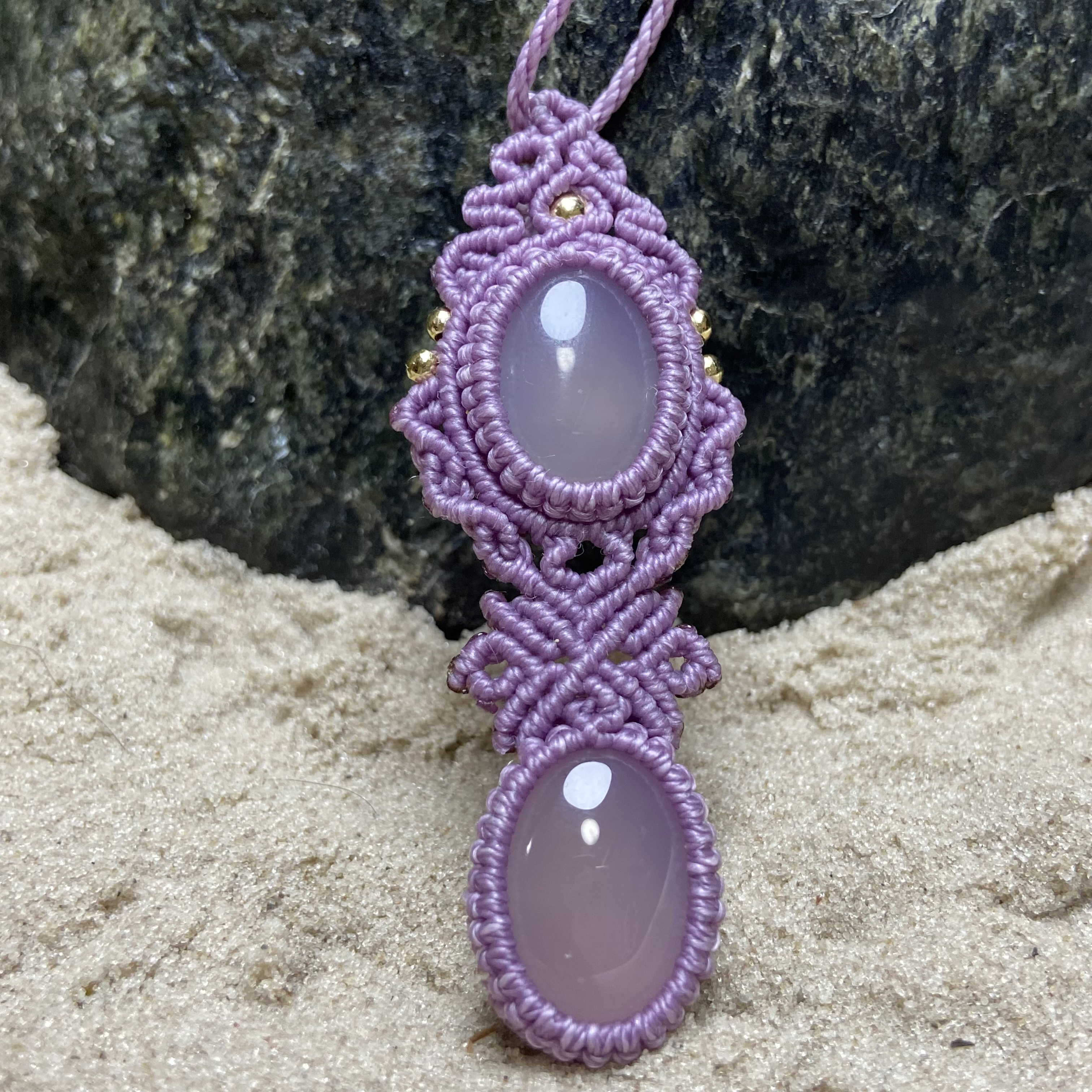 天然石ピンクカルセドニーネックレス（Yu-A-NA-3）