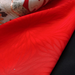 上質黒留袖 差し色ロングスカート フレア ウエストゴム 衣装 結婚式 着物リメイク フリー 黒 赤（A5202） 12枚目の画像