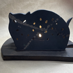 陶器で作った「猫のランプ」 3枚目の画像