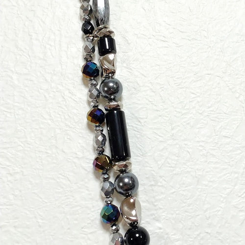 fua accessory ブラッククリアビーズ二重ストランドネックレス