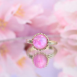 色が変わる 桜色１粒リング～sakura jelly～ さくら サクラ 春 ピンク シンプル 1枚目の画像