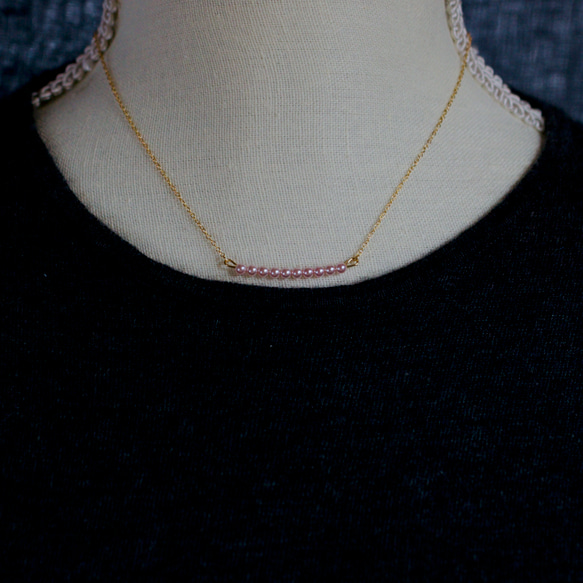 暗粉色❤️14kgf Swarovski Pearl Twist Pierce &amp; Necklace 第4張的照片