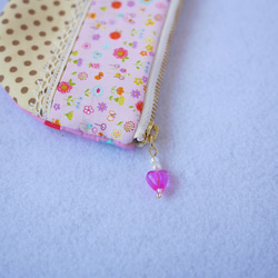 ●ミニ半月ポーチ～キュートなピンク　レトロ花柄～● 5枚目の画像