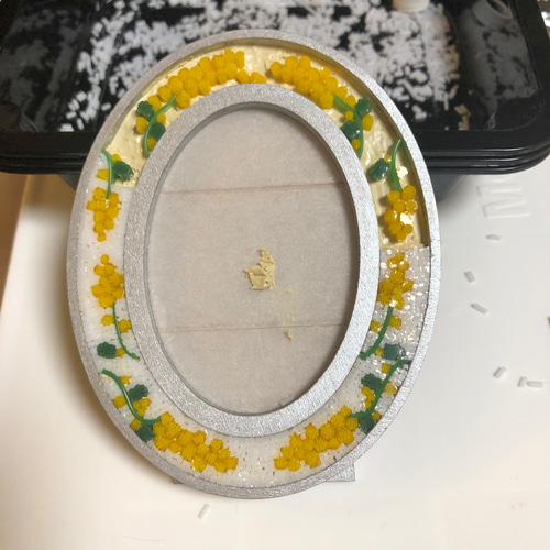 ミクロモザイクのミモザの写真立て(木製枠) フォトフレーム・写真立て