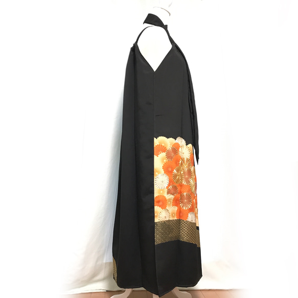 sold out【正絹】着物リメイク 黒留袖ドレス／キャミワンピースタイプ／ブラックフォーマル［096］ 8枚目の画像