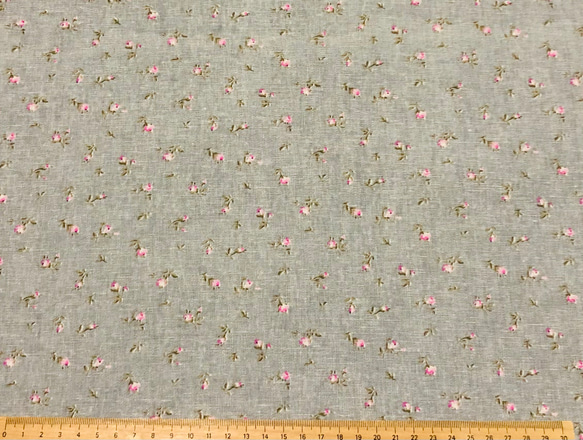 綿麻スラブ洗い（ラスト2.8m）小花ブルーグレー 2枚目の画像