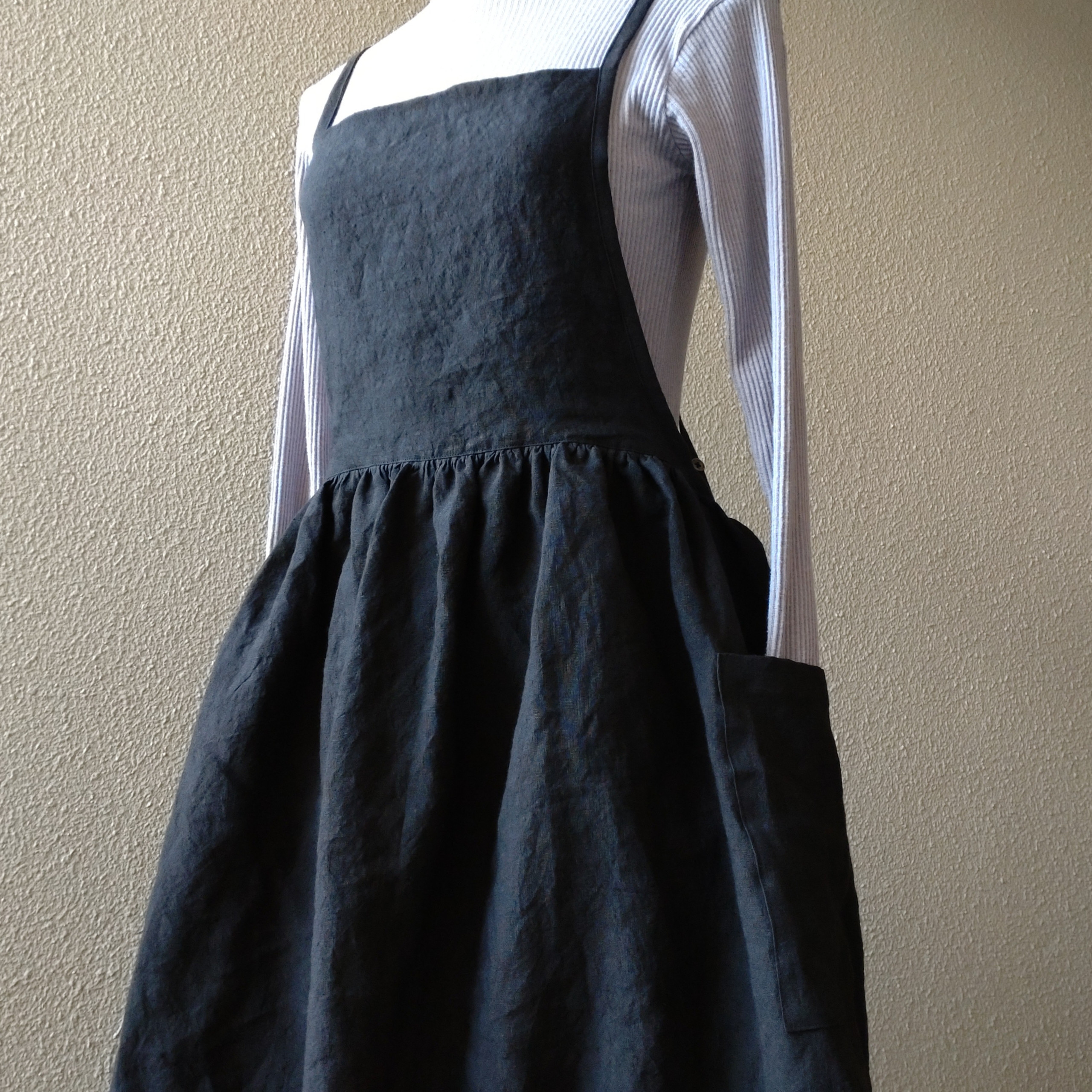 リネン100%☆3wayギャザーエプロン