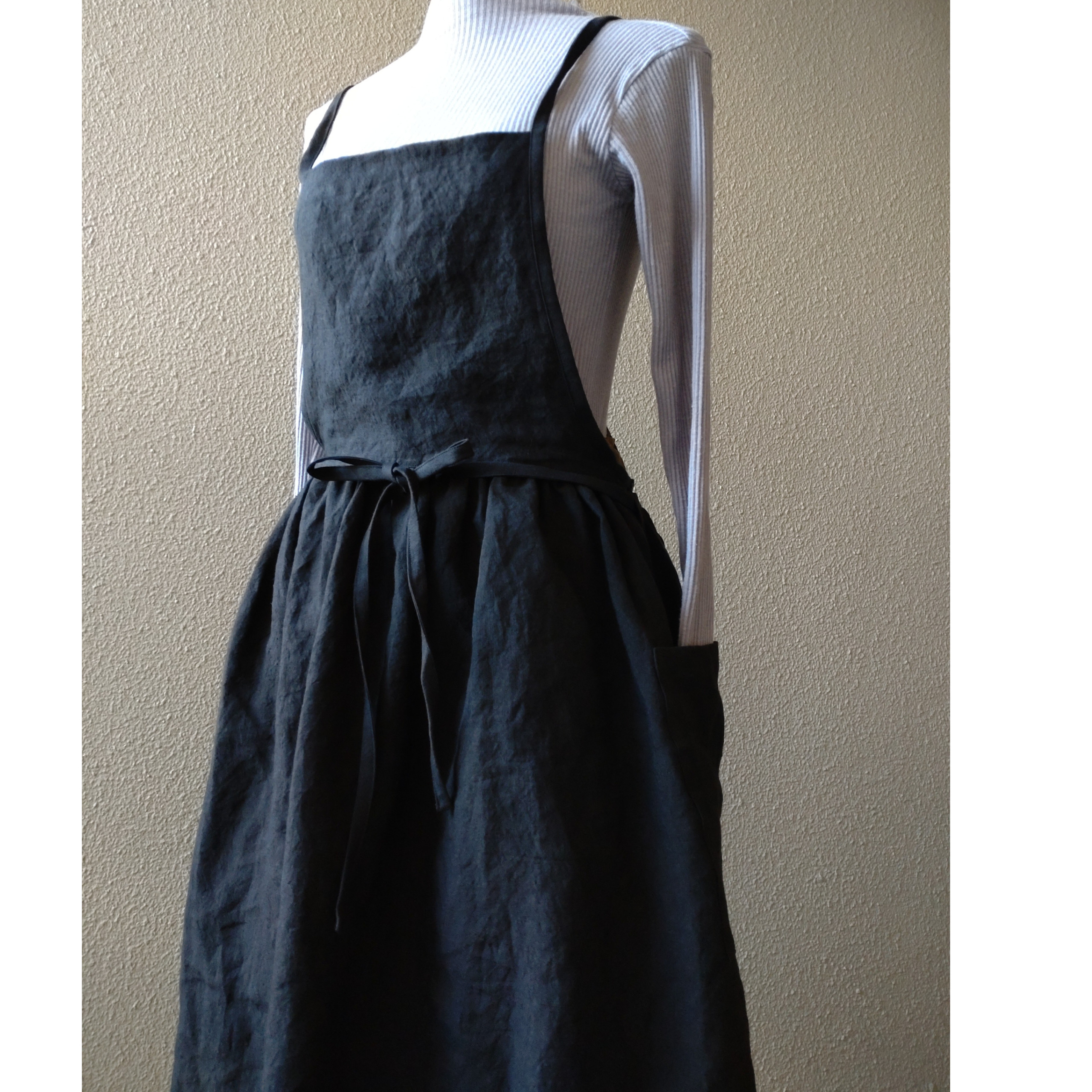 リネン100%☆3wayギャザーエプロン