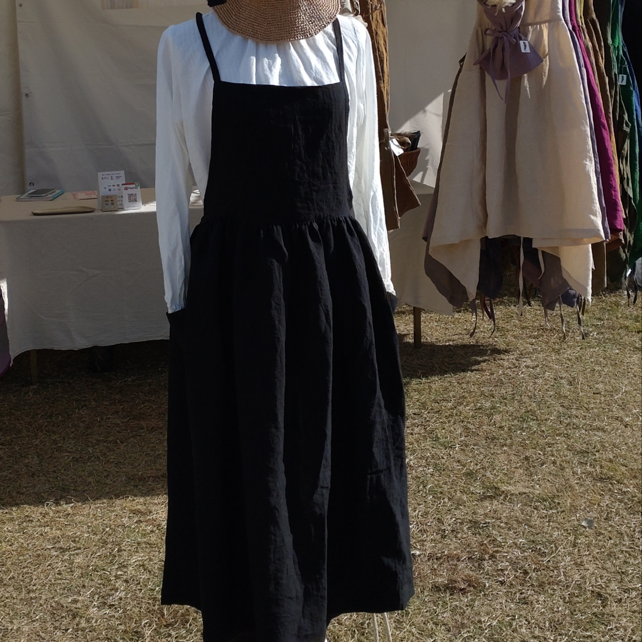 リネン100%☆3wayギャザーエプロン