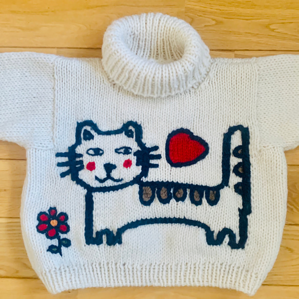 にゃんこ・チャイルドセーター 6〜7才用 ニット・セーター knit-kako