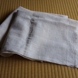 手紡ぎ糸を手織りした布で作ったストール　格子 5枚目の画像