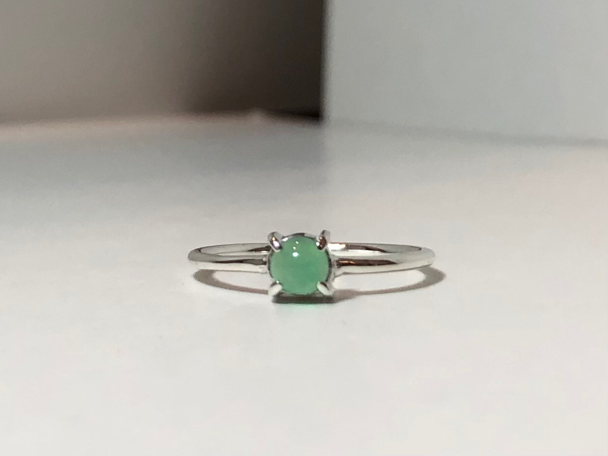 クリーミィな色のクリソプレーズのリング/silver925/src381