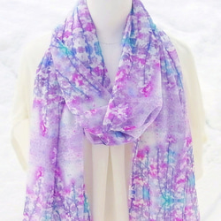 母親節熱門【左1】雪紡水彩披肩-櫻花氣息-粉紅色 第2張的照片
