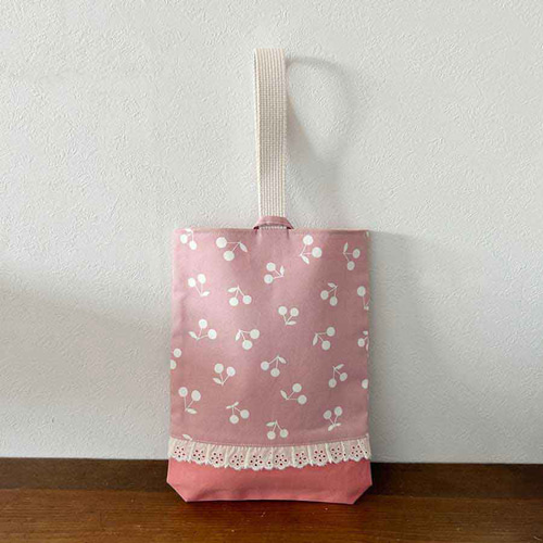 名入れ可！レッスンバッグ・上履き入れセット チェリー ピンク