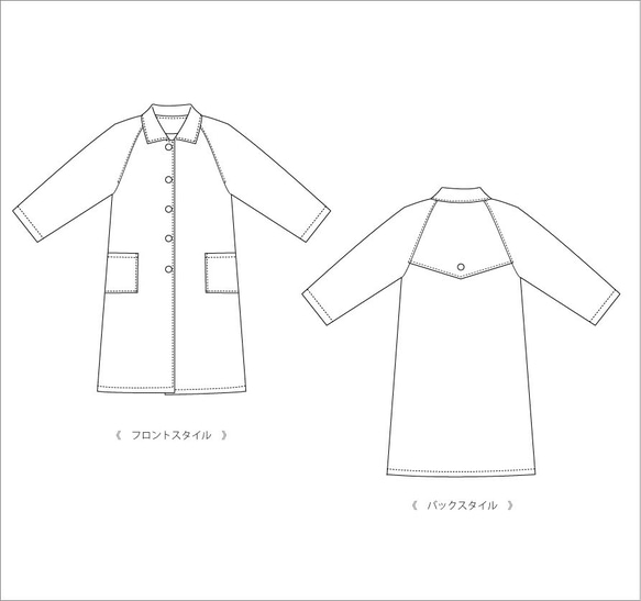 【張り合せなし型紙】 ステンカラーコート　S~5L 6枚目の画像